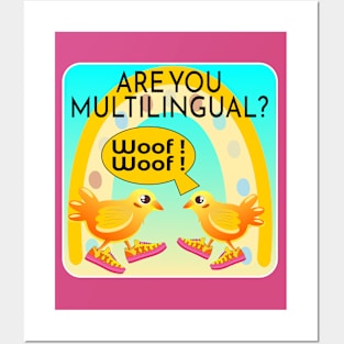 Funny Chicken Conversation - Foreign Languages Posters and Art